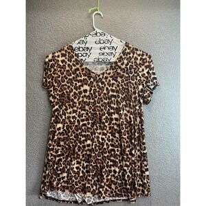 Larace Top Womens 5X Plus Loose Fit Flare Swing Tunic animal  Basic Tshirt‎